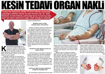 “Böbrek Yetmezliğinin Kesin Tedavisi: Organ Nakli”